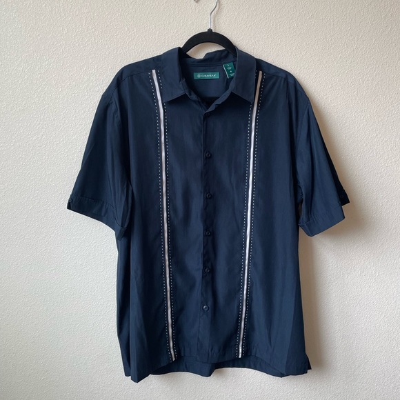 Cubavera Other - Cubavera Men’s Large Short Sleeve Button Up Shirt Navy & White